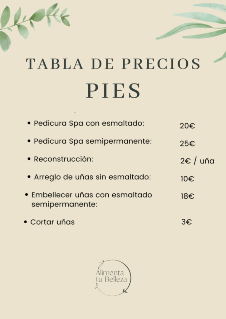 Precios Alimenta tu belleza 1