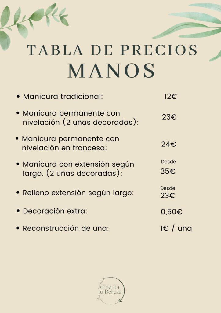 Precios Alimenta tu belleza 2